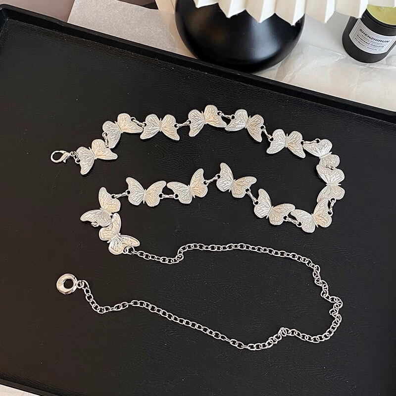 ボヘミアンレトロシルバーメタルウエストチェーンレディースサマーデザインニッチアクセサリーベルトハイエンド多用途チェーン|undefined