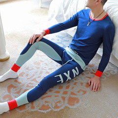 Personalized Men's Patchwork Set of T-Shirts and Leggings for Teenagers - Sexy and Trendy Brand Line Clothing and Legwear - Thin and Warm Innerwear