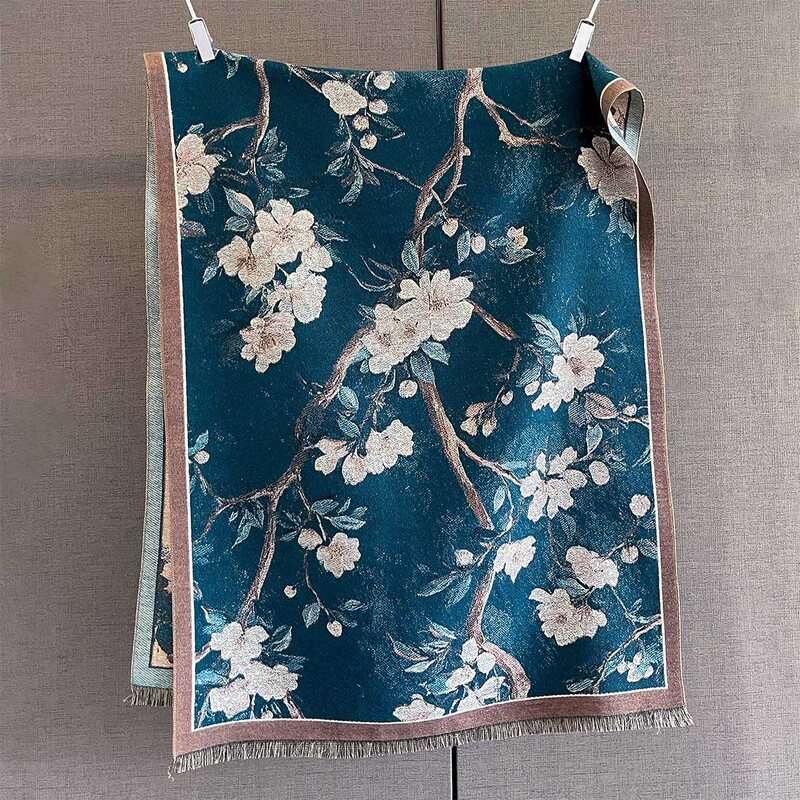 秋冬新款仿羊绒印花围巾外搭两用披肩围脖保暖百搭氛围感女款围脖|undefined