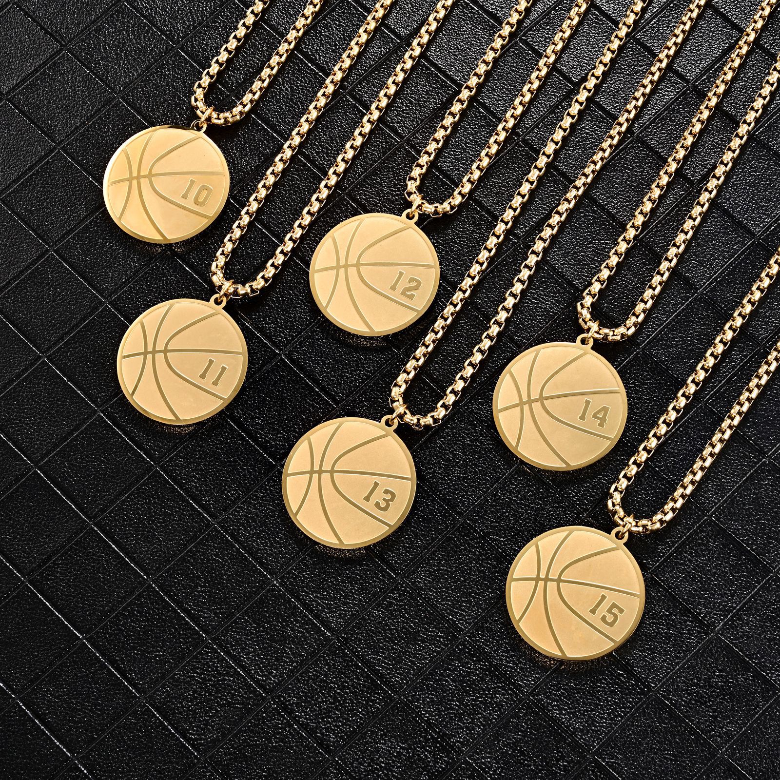 Hip-Hop Number Basketball Titanium Steel Metal Pendant Necklace_colorza_1