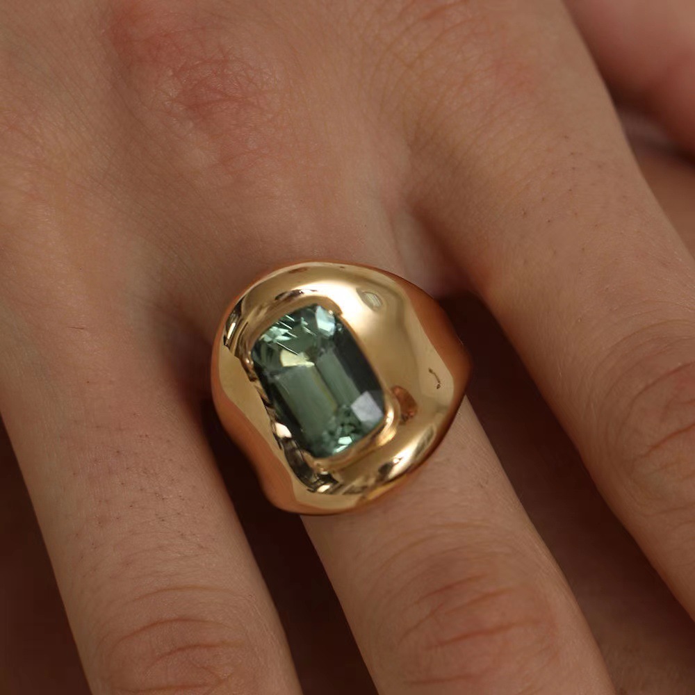 Basic Square Copper Inlay Zircon Rings display picture 2