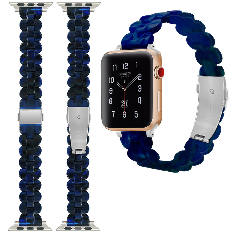工厂定制新款眼镜胶树脂表带Applewatch适用于苹果三星表带透蓝