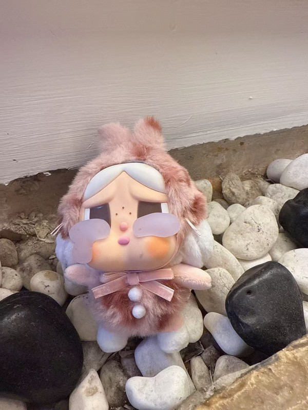 新款跨境哭娃crybaby盲盒眼泪工厂挂件豹豹猫搪胶脸毛绒公仔挂件|undefined