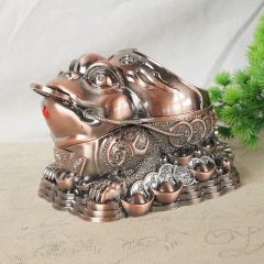 Chinese style golden toad ashtray classic personality trend spherical with lid metal multi-functional office home living room