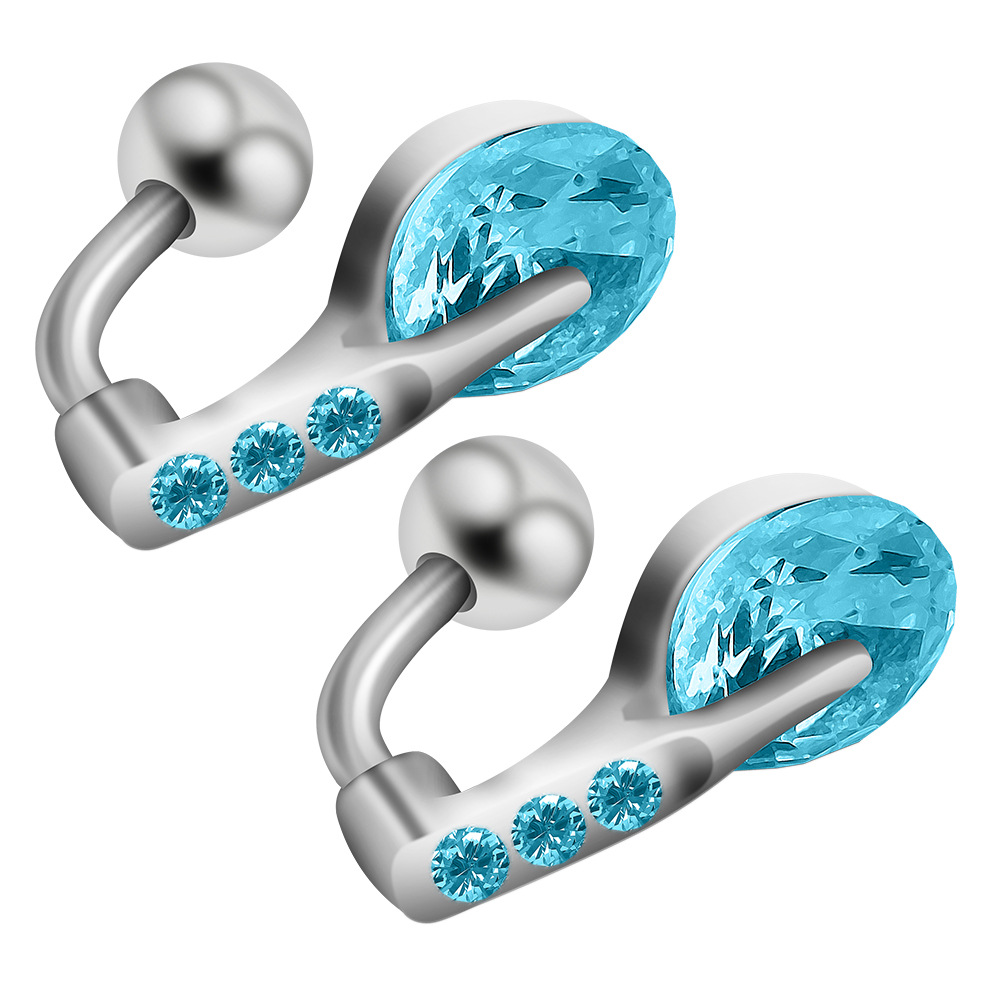 Personalised Stainless Steel Navel Ring With Zircon Drop Design_voghion.com