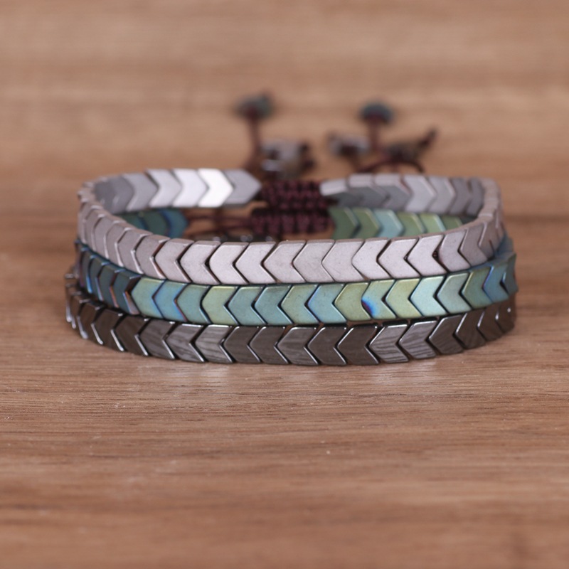 Simple Style Geometric Hematite Plating Bracelets 1 Piece display picture 1