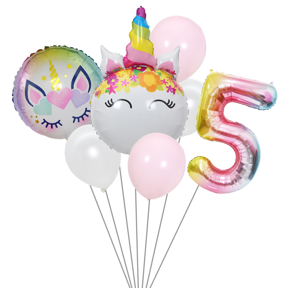 Cute Rainbow Star Unicorn Aluminum Film Home Party Carnival Balloons display picture 4
