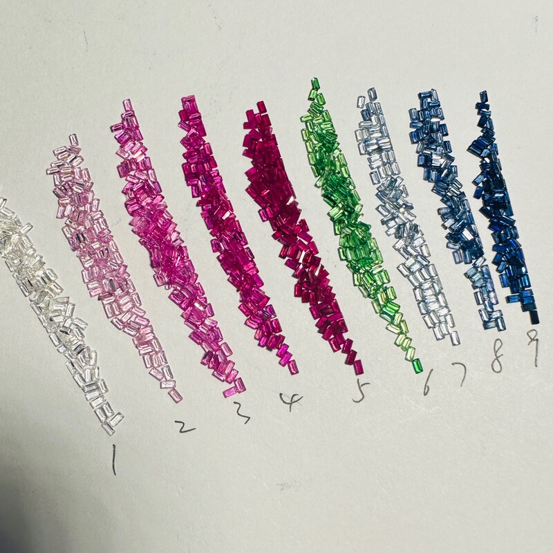 Natural Sapphire Ruby ​​Pink Sapphire White Sapphire Tsavorite Rectangular 2X1Mm Faceted Pointed Bottom