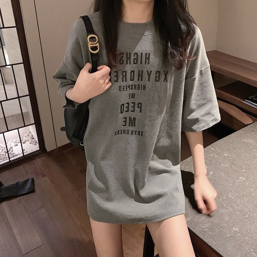 [Milk Silk 180g Double-Spun] 2990 Short-Sleeve T-Shirt for Women, Korean-Style Loose & Casual Harajuku Top with Chic Hong Kong Vibes
