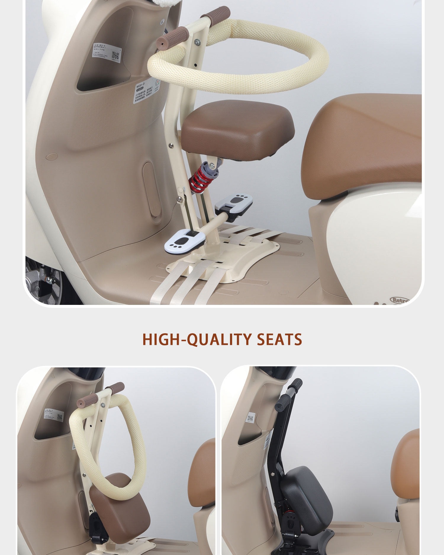Suitable for electric vehicle child seats, foldable front-mounted electric scooter baby seat, child seat for Yadi tricycle