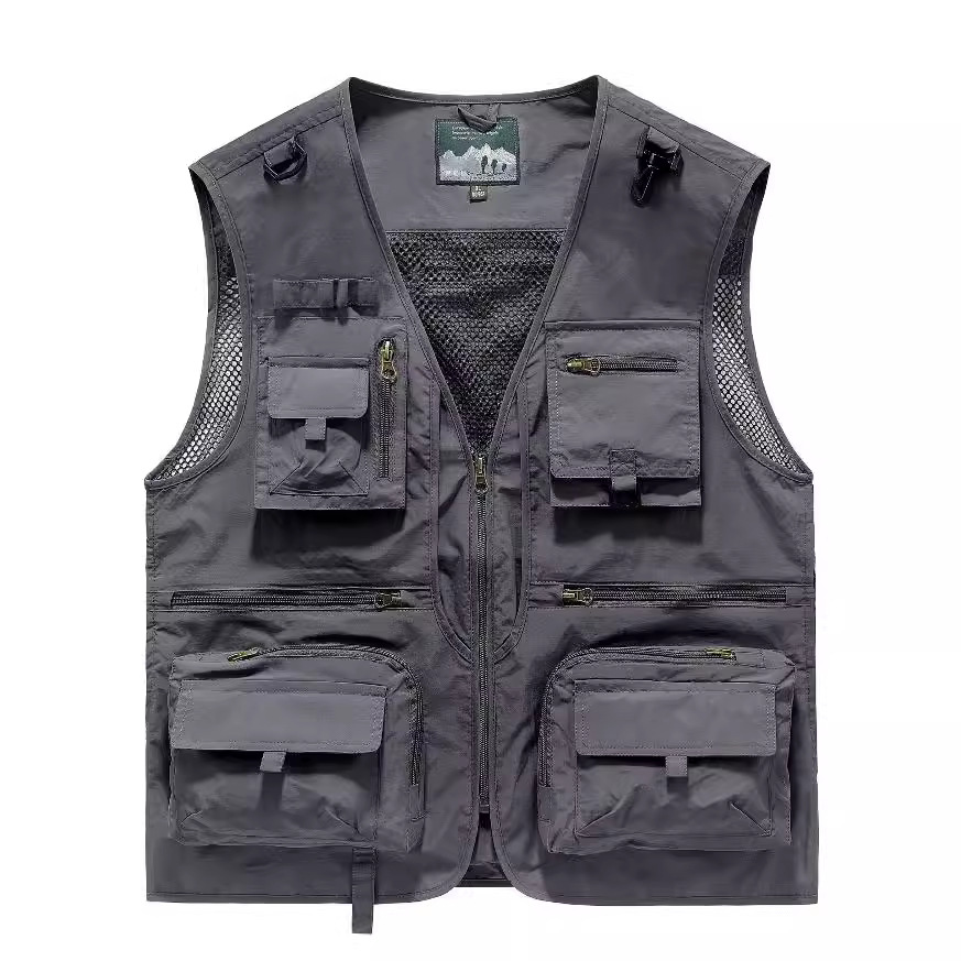 Mesh chaleco de secado rápido moda ropa de trabajo hombre ocio al aire libre bolsillos de pesca fotografía chaleco de hombre