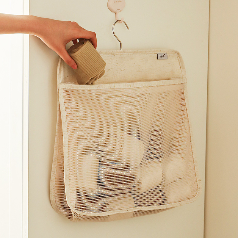 靴下収納掛け袋インナー下着ネットポケットタンス掛け収納寮ベッドサイド壁大容量収納袋|undefined