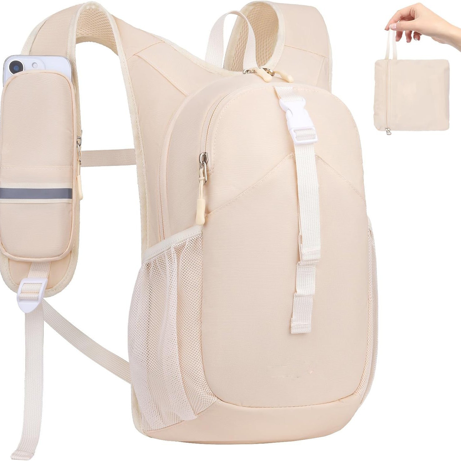 Small hiking backpack, foldable leisure backpack, lightweight backpack with front quick-access pocket
