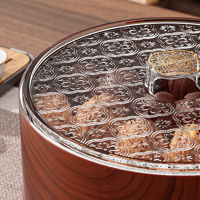 La Mesa de café de la Sala de estar de la nueva bandeja de frutos secos de madera China divide las cajas de caramelos y semillas de melón en varias capas y superpone las cajas de almacenamiento.