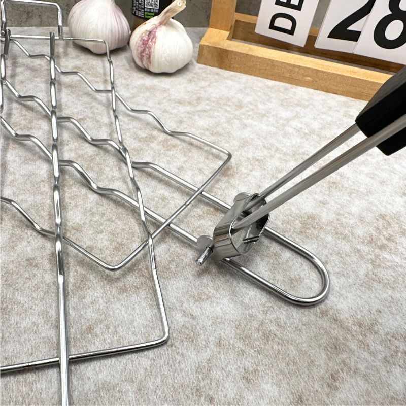 Parrilla de acero inoxidable para barbacoa, parrilla para salchichas y hot dogs, parrilla desmontable y plegable para jamón y salchichas, parrilla para barbacoa al aire libre.