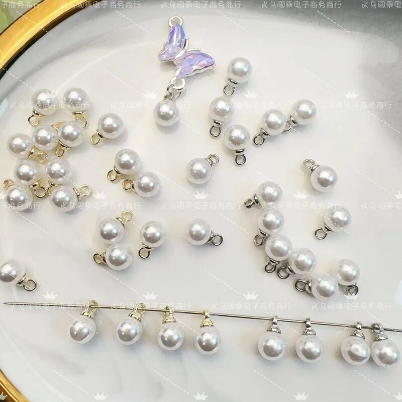 Imitation Pearl Round Teardrop Pendant Horn-Shaped DIY Earring Pendant Bracelet Necklace Jewelry Accessory 2025 New Model