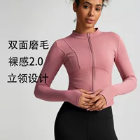 Обтягивающая спортивная куртка для женщин, тонкий топ для фитнеса на молнии, повседневная одежда для йоги для бега, осенне-зимний стиль с длинными рукавами.