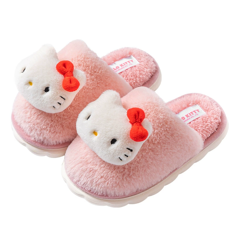 Тапочки Sanrio Hello Kitty, плюшевые зимние, сохраняют тепло, размеры 18–23 см