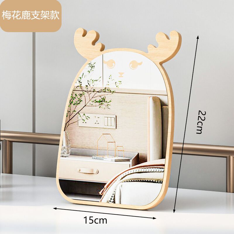 木質要素鏡シンプルなデスクトップ化粧鏡は家庭用学生寮のデスクトップ化粧鏡を回転させることができる|undefined