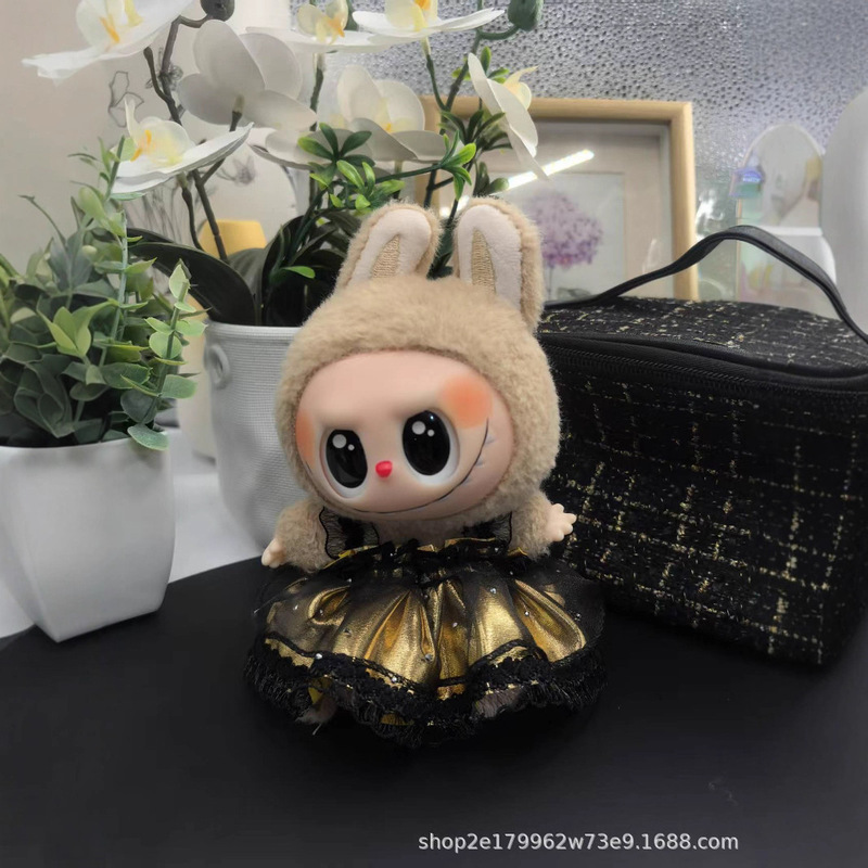 Labubu Doll Dress-Up Labubu Baby Clothes Third Generation Lop-Eared Rabbit Clothing Classy Hot Stamping Suit Wedding Dress Lace Skirt