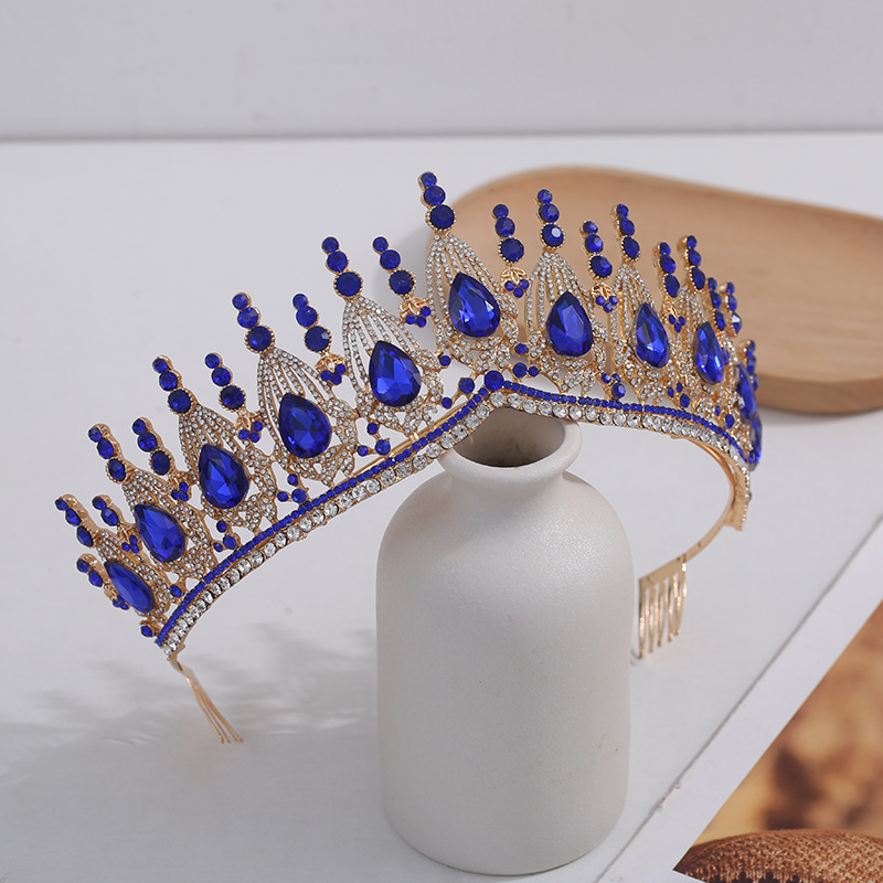 Tocado de corona transfronteriza, sensación de lujo, atmósfera lujosa, fiesta de cumpleaños, corona de diamantes de color barroco retro