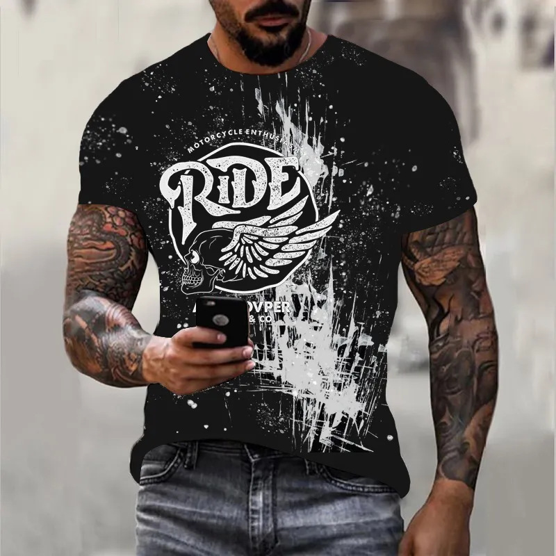 Comercio electrónico transfronterizo Amazon 3D Impresión digital hombres Camiseta cuello redondo manga corta casual Top moda tendencia fabricante