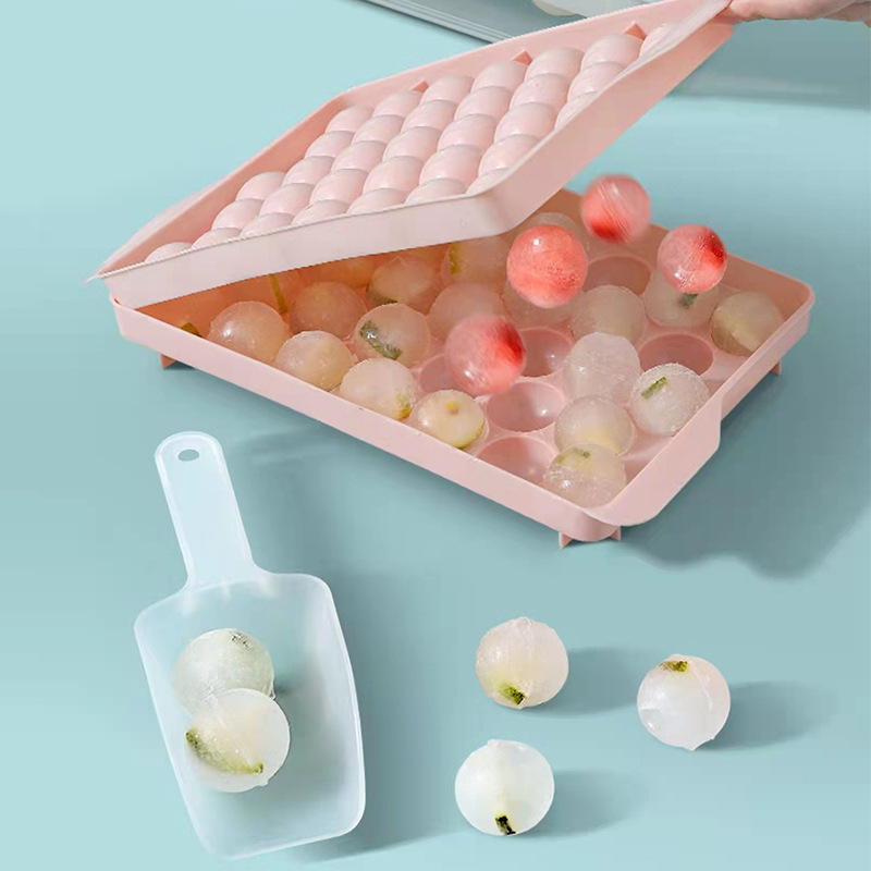 二層製氷皿 33 グリッドセット型アイスボール食品グレードのシリコーン pp 素材ラウンドアイスキューブプレス製氷セット|undefined