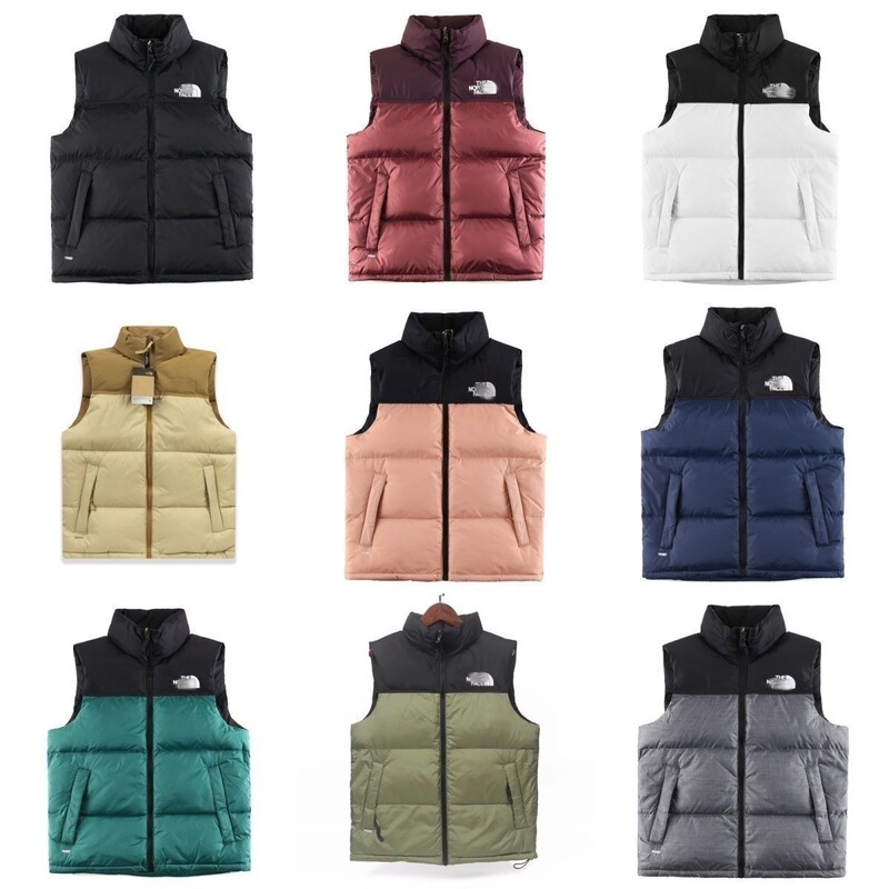 Beijia 1996 down Cotton Vest for Men and Women, American Version Tnf700 Puffy Embroidered Winter Warm Stand-Up Collar Vest