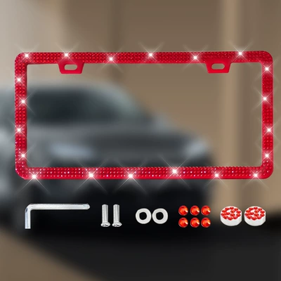 License plate holder/license plate holder – Frames - square-hole-sharp-corners-narrow-edges-single-piece-red