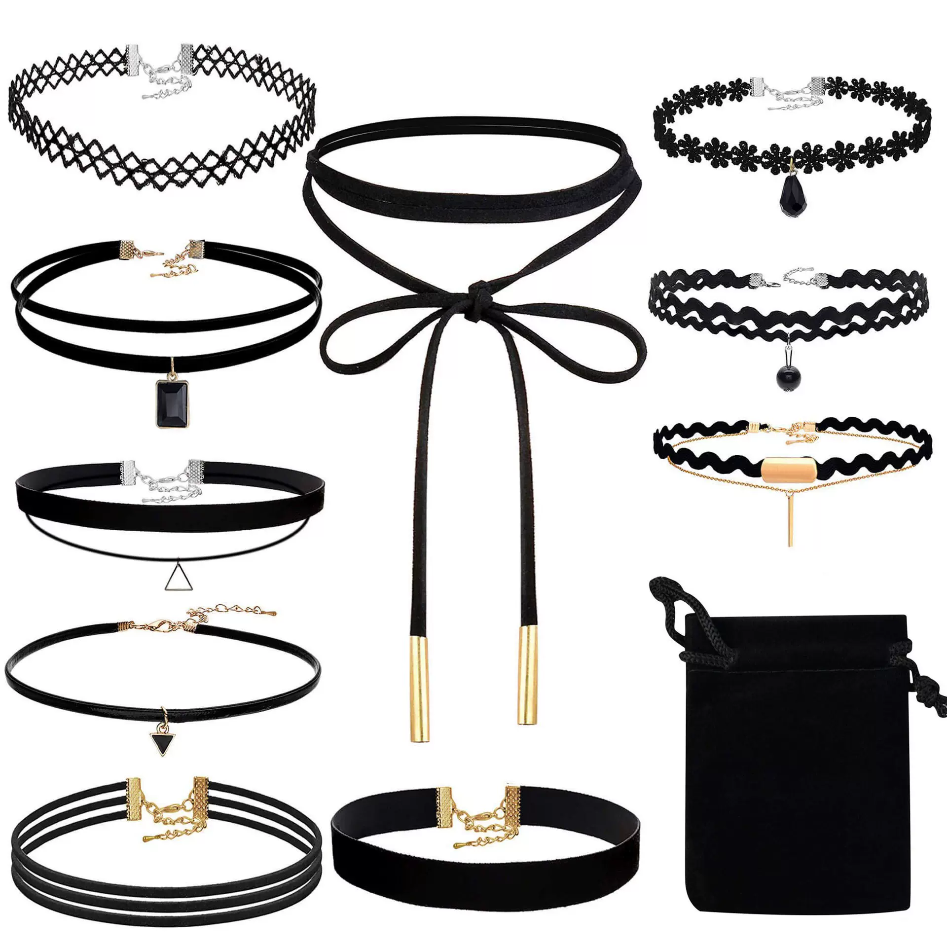 跨境欧美新品choker项圈颈链组合套装蕾丝项链锁骨链首饰外贸批发