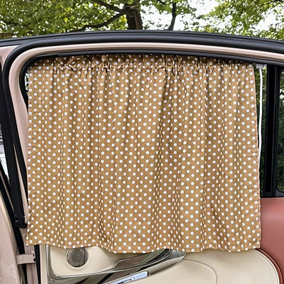 Car Sun Protection Heat | Car curtains - cotton-curtains-with-brown-polka-dots