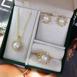 厂家批发直播供货代发淡水珍珠套装女韩8-9mm百搭经典潮流087