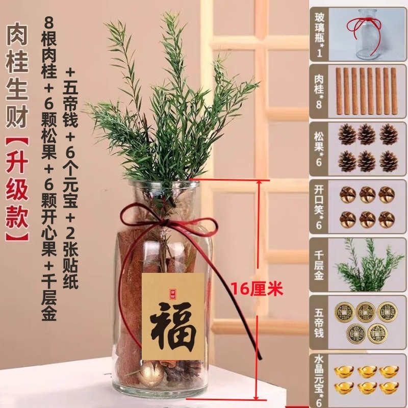 肉桂生财瓶摆件玻璃瓶花瓶diy材料客财厅位乔迁新居搬客厅|undefined
