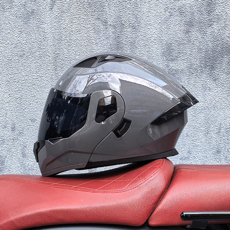 Orz casco de carcasa pequeña casco de cara a cara casco de motocicleta locomotora de doble lente hombres y mujeres de cuatro estaciones casco de crucero grande