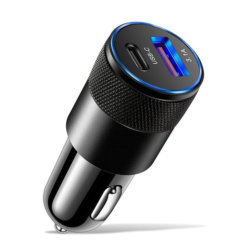 QC3.0 bowling car car charger 3.1A car charger mobile phone charging dual PD small steel cannon bowling car charger