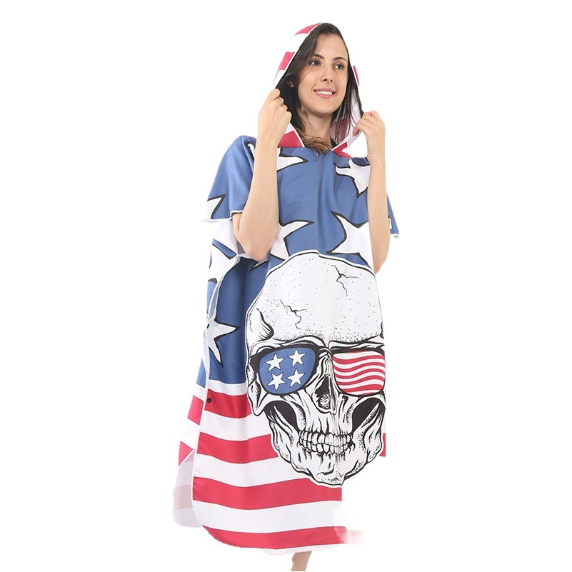 Amazon transfronterizo de microfibra Albornoz adulto capa de impresión digital con capucha Toalla de baño Toalla de playa al por mayor