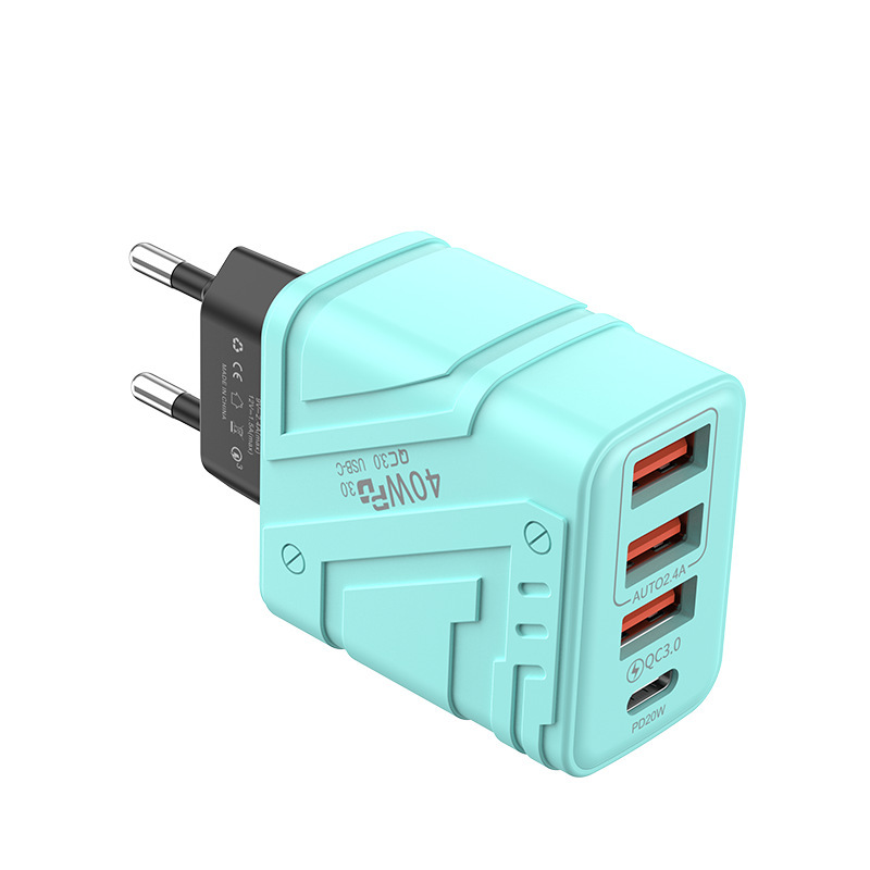 クロスボーダーメカスタイル充電ヘッドマルチポート急速充電ヘッド 3usb + pd ヨーロッパ標準アメリカ標準英国標準携帯電話充電器ヘッド tpc|undefined