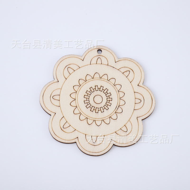 Madera de dibujos animados planta insecto pieza de madera colgante decoración niños pintado a mano material de pintura de bricolaje