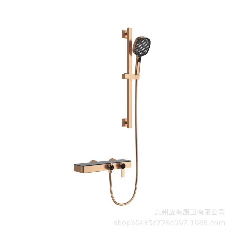跨境拉丝枪灰增压全铜淋浴花洒套装家用卫生间冷热淋浴器浴室花洒|undefined