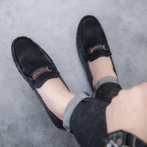 Cross-border Dou Dou Men's Shoes Spring British Style White Loafers Casual Slip-on Driving Soft Sole Trendy Shoes