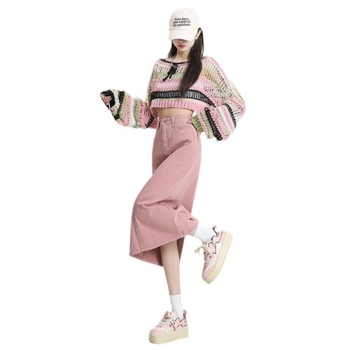 Women's Summer New Shorty A-line Midi Skirt with Fringe and Waist Adjustment, True to Size