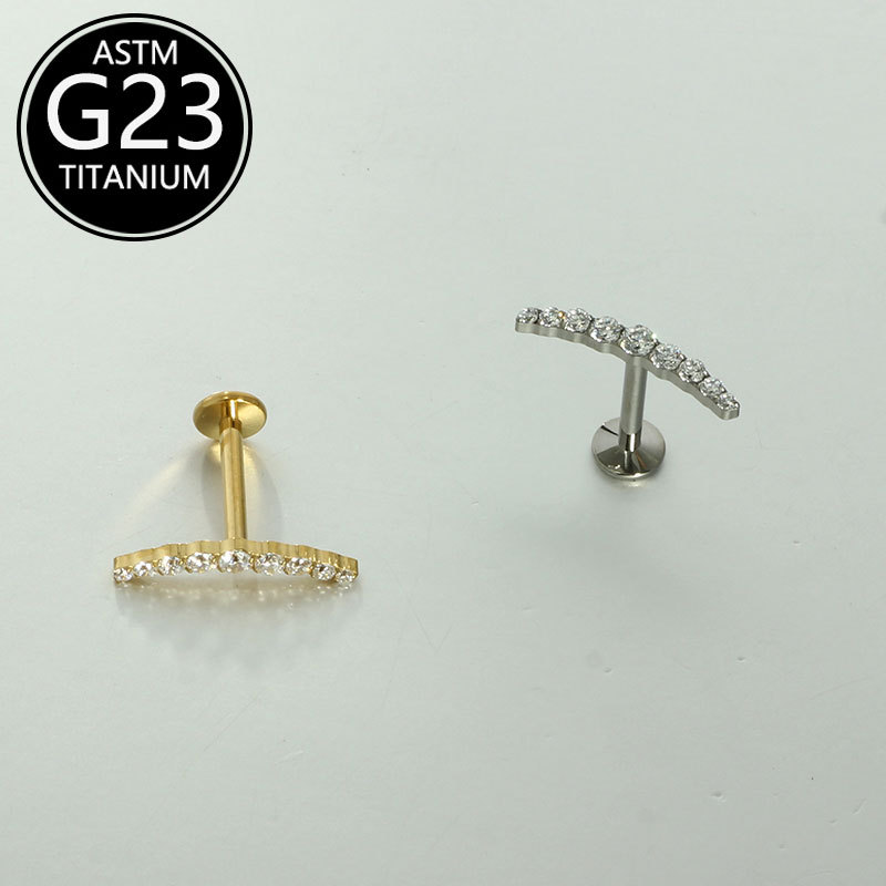 Silver pointed spike labret stud material detail