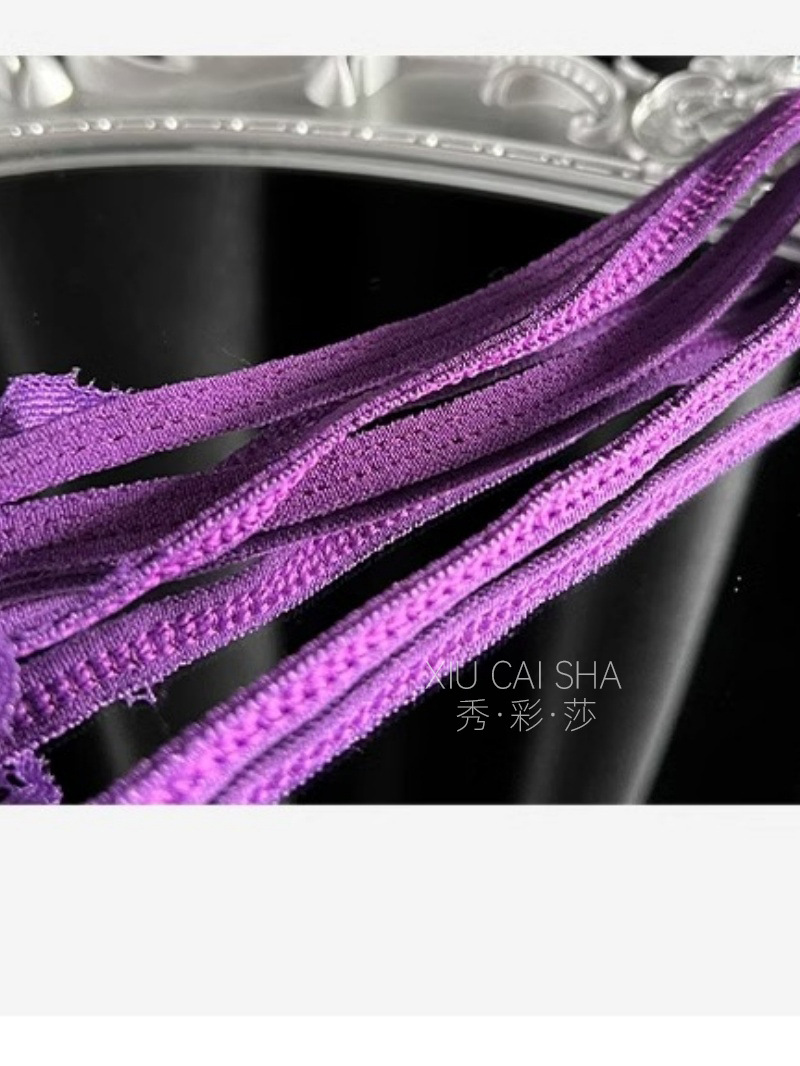Plus Size Lace One-Piece Lingerie, Sheer Purple Bodysuit with Black Stockings — detail image 8