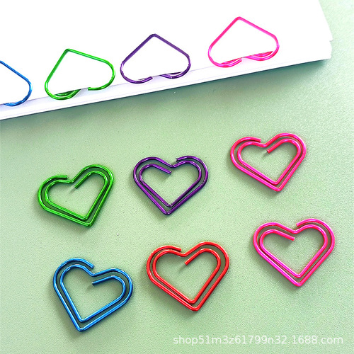 Colorful love paper clips creative shaped pins cartoon pins red paper clips school supplies bookmarks wholesale