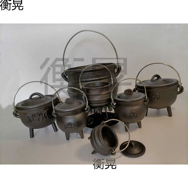 (Сейчас) Трехногий горшок, чугунный ручной работы, ретро-украшения, горящий горшок, декоративный ритуальный реквизит, китайская геометрическая форма