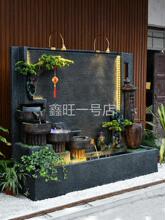 水幕牆假山流水噴泉水景酒店戶外流水牆66簡約裝飾別墅庭院擺件