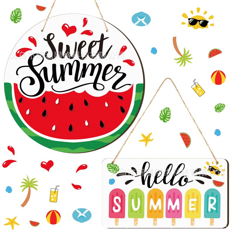 2 pieces of Hello Summer sign watermelon rustic wooden decoration sweet summer front door decoration farmhouse wall 2 pieces of Hello Summer sign watermelon rustic wooden decoration sweet summer front door decoration farmhouse wall