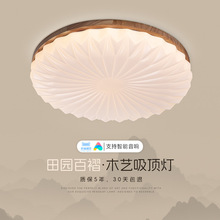 原木纹卧室吸顶灯现代简约日式侘寂风北欧田园民宿温馨书房间灯具