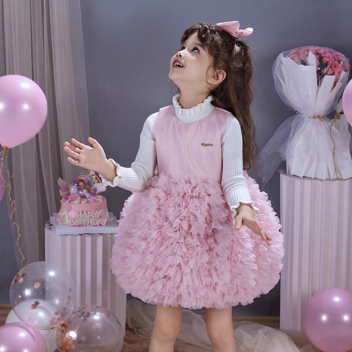 New Girls Princess dress Tutu Skirt Children's Sweet Tutu Skirt Baby Girl Mesh Vest Skirt Cake Skirt