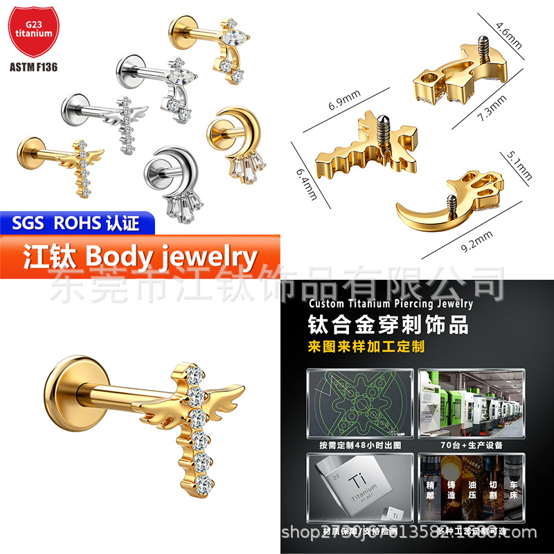 Pointed titanium steel lip stud product view